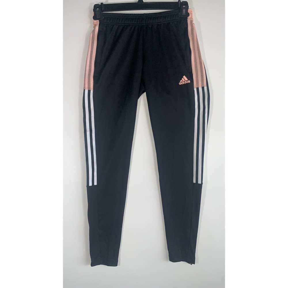 Adidas Women's‎ Sweatpants Primegreen Aeroready Size XS Zip Pockets Black Pink